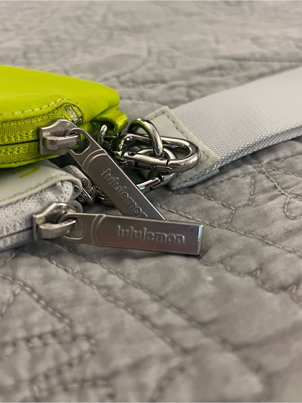 Lululemon Dual Pouch Wristlet Lime Green Gray Silver Wallet Pouch